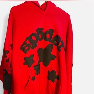 Red Hoodie with Black Graphic Design